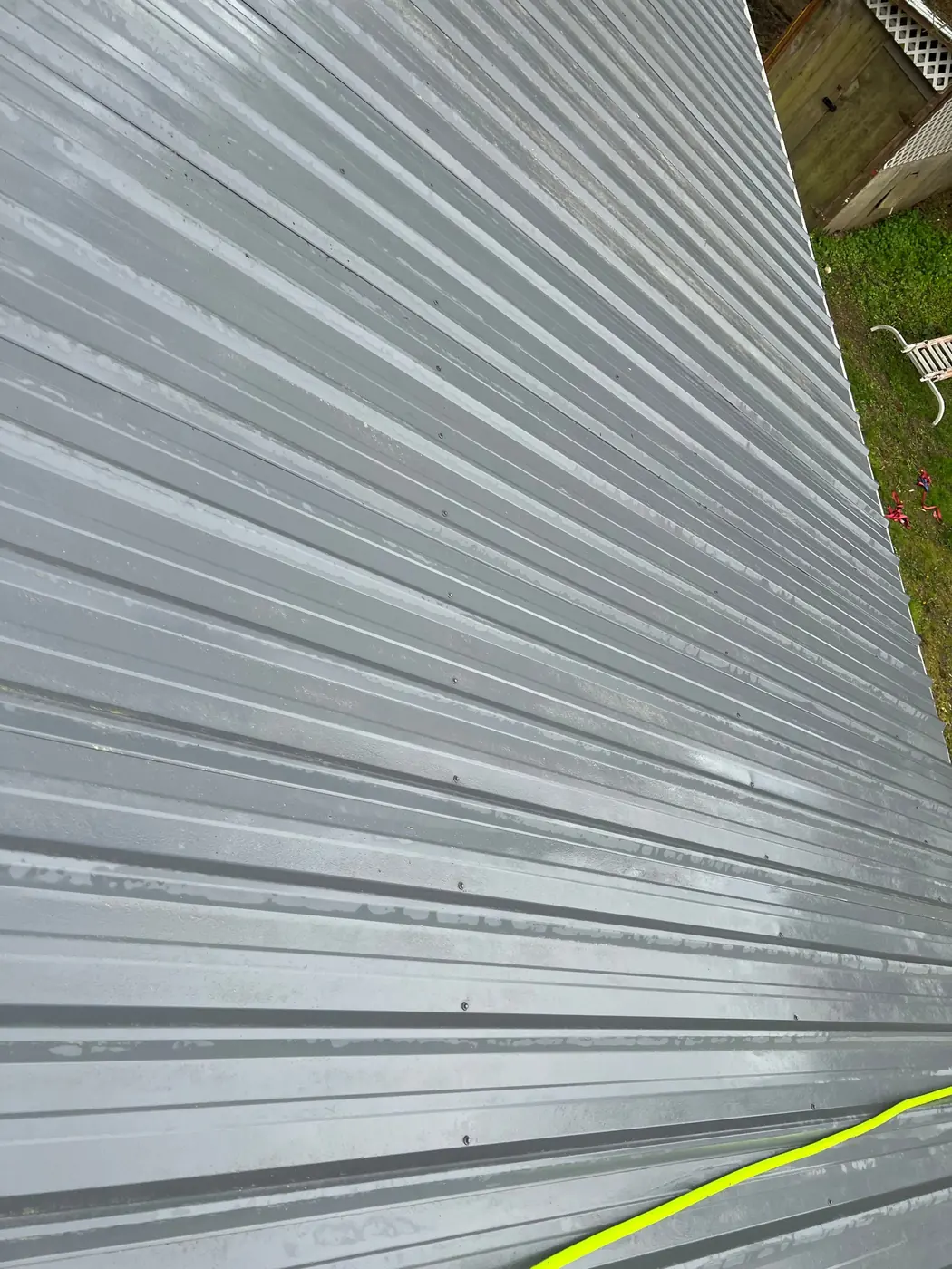 Metal shop roof after cleaning