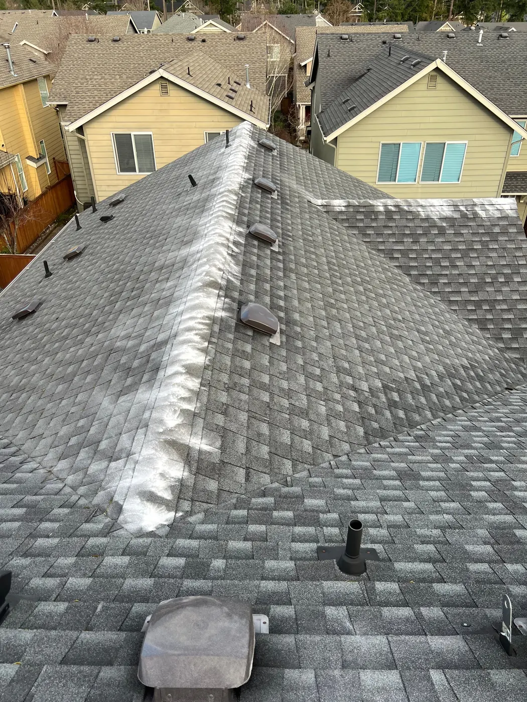 Zinc on a shingle roof